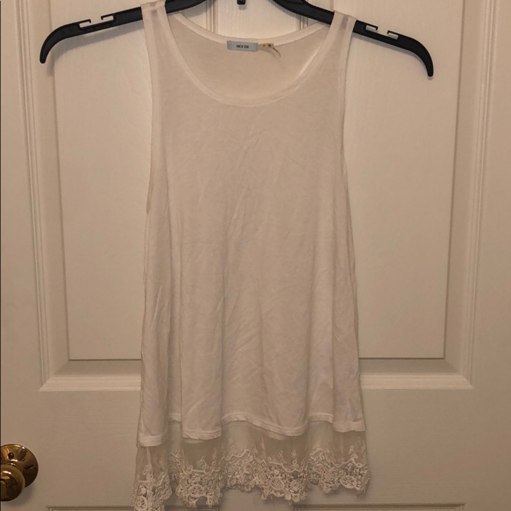 White top with lace bottom